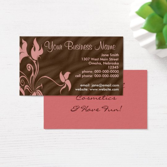 Personalised Business Cards, Feminine Pink / Brown Business Card