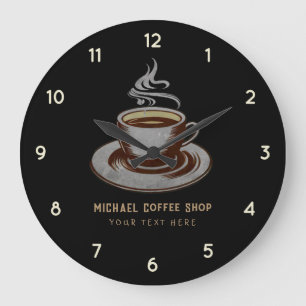 Personalised Business Coffee Shop - Coffee Bar Large Clock