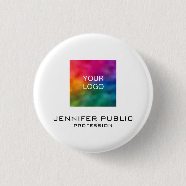 Personalised Business Company Logo Add Your Text 3 Cm Round Badge (Front)
