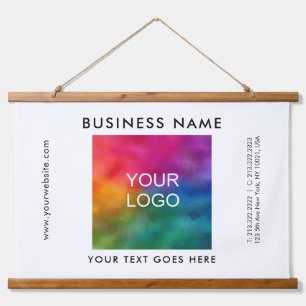 Personalised Business Company Logo Text Template Hanging Tapestry