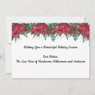 Personalised Business Corporate Red Poinsettia  Holiday Card