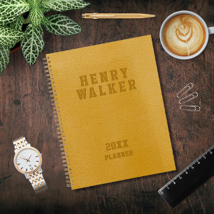Personalised Business Embossed Gold Vegan Leather Planner