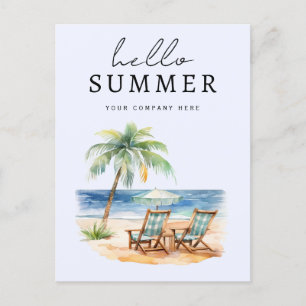 Personalised Business Hello Summer Beach Postcard