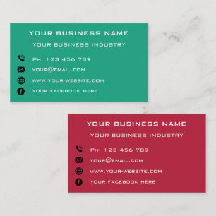 Personalised Business Info Company Choose Colours Calling Card