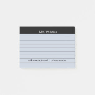 Personalised Business lines Black Stripe Teacher Post-it Notes