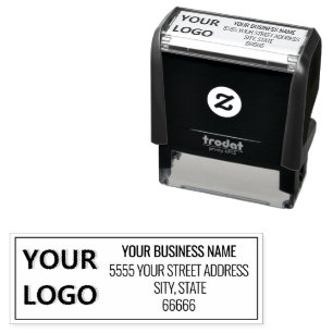 Personalised Business Logo Address Modern Stamp