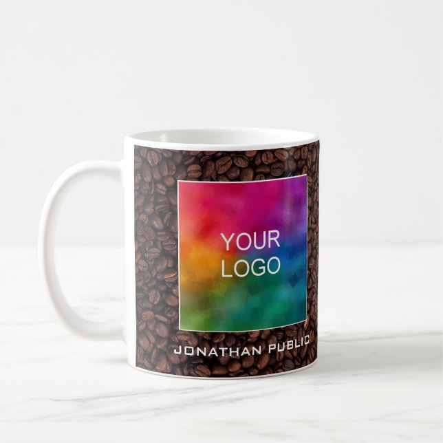 Personalised Business Logo Here Add Name Text Coffee Mug (Left)