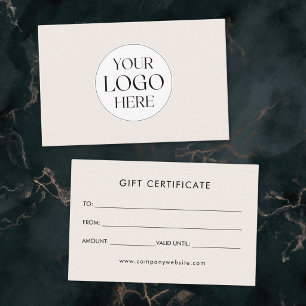 Personalised Business Logo Simple Gift Certificate