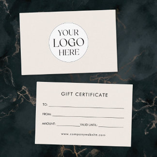 Personalised Business Logo Simple Gift Certificate