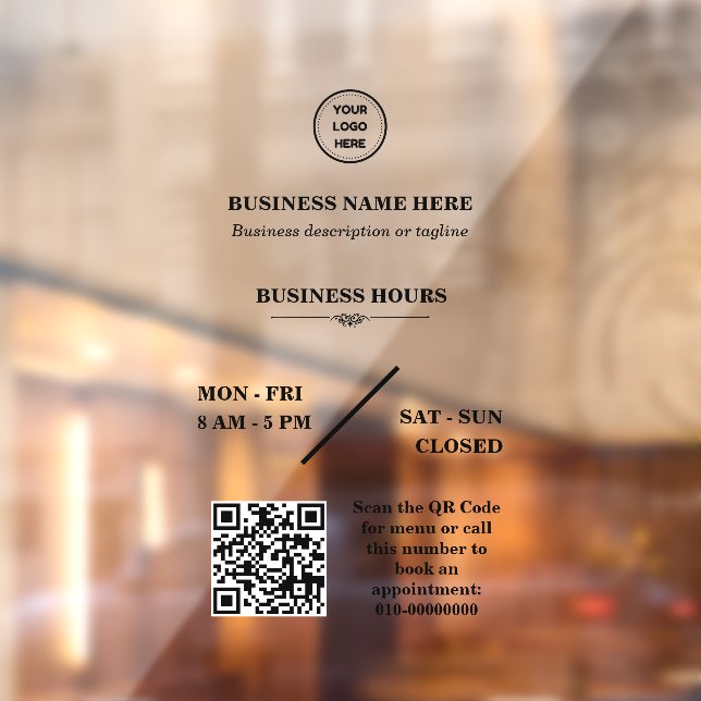 Personalised Business Logo Store Open Hours Door (Sheet 2)