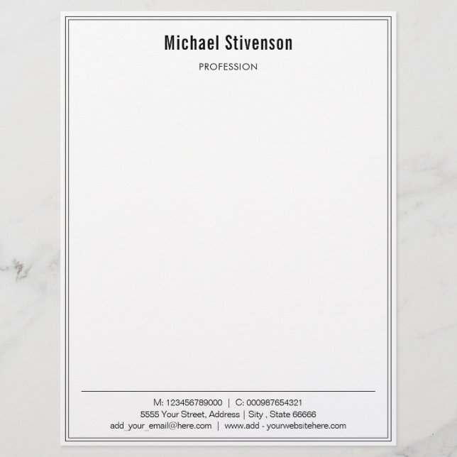 Personalised Business Modern Framed Letterhead (Front)