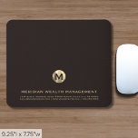 Personalised Business Monogram Mouse Pad<br><div class="desc">Elevate your workspace with our Personalised Business Monogram Financial Mouse Pad. This sleek mouse pad features a brushed gold monogram emblem and classic typography on a chocolate brown background,  adding a touch of sophistication to your financial tasks.</div>