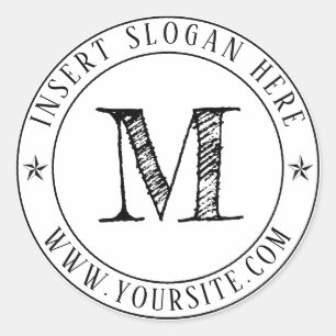 Personalised Business Monogram Round Classic Round Sticker
