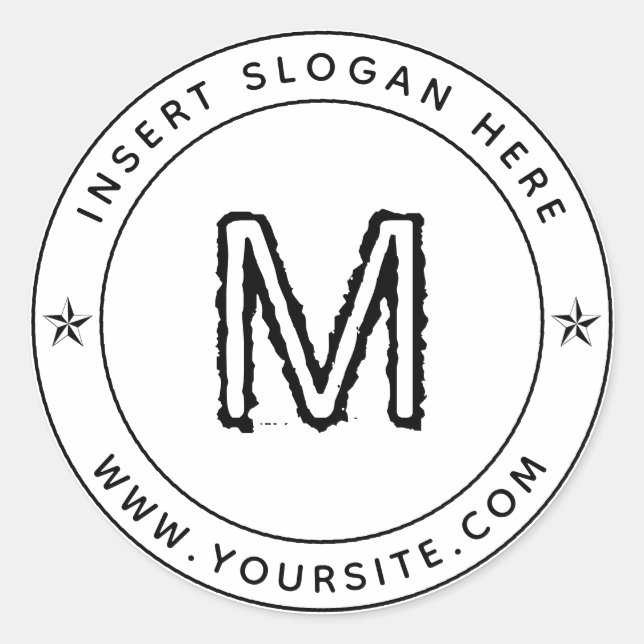 Personalised Business Monogram Round Classic Round Sticker (Front)