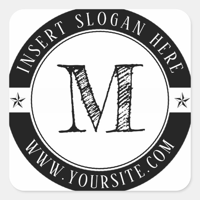 Personalised Business Monogram Round Square Sticke Sticker (Front)