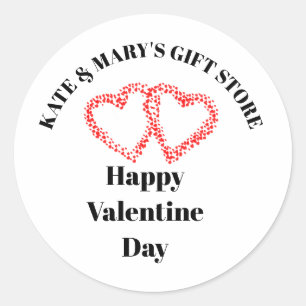 Personalised Business Name Happy Valentine's Day Classic Round Sticker