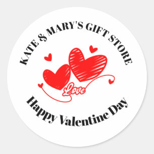 Personalised Business Name Happy Valentine's Day Classic Round Sticker