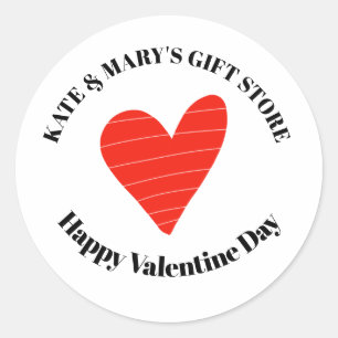 Personalised Business Name Happy Valentine's Day Classic Round Sticker