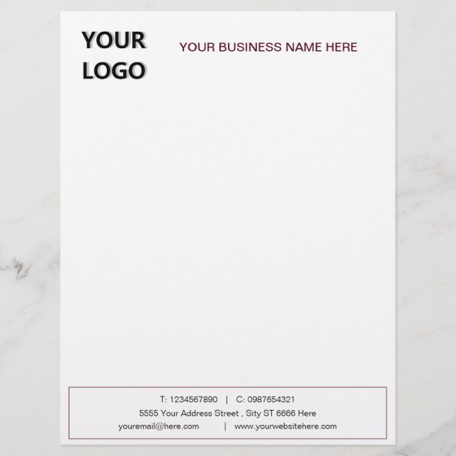 Personalised Business Name Logo Info Letterhead (Front)
