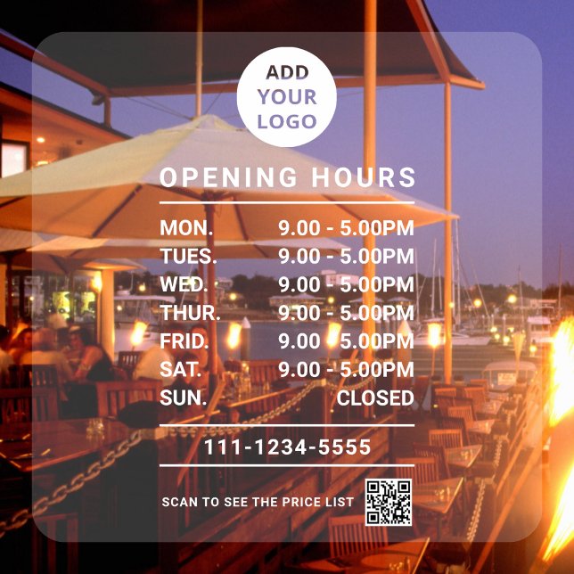  Personalised Business Opening Hours logo qr code  (Creator Uploaded)