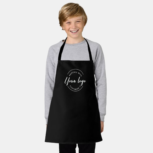 Personalised Business Promotion White Logo Kid's  Apron (Worn)