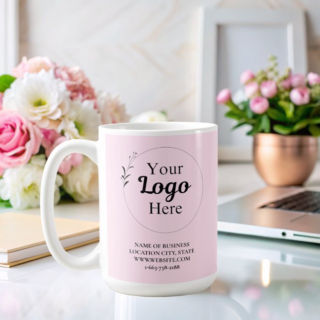 Personalised Business Promotional Logo blush pink  Coffee Mug (Creator Uploaded)