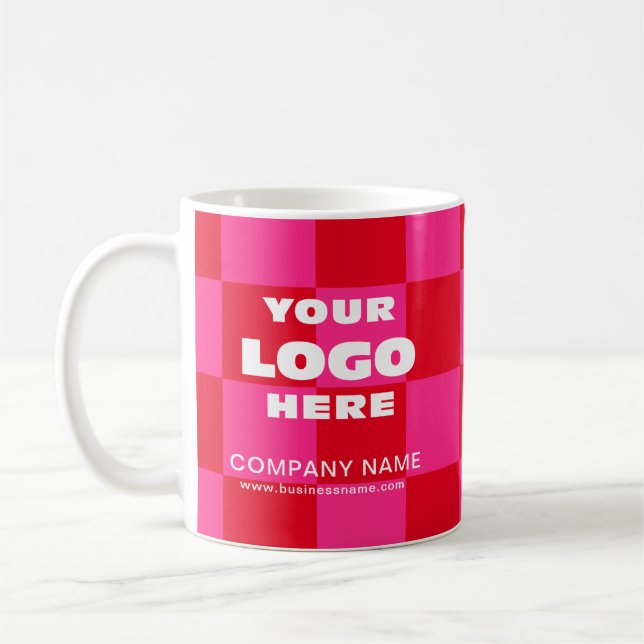 Personalised Business Promotional Logo Chequered Coffee Mug (Left)