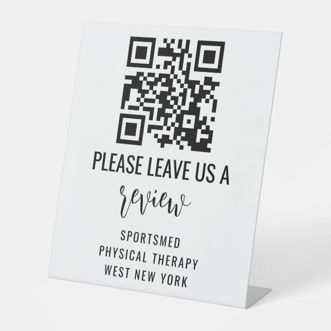 Personalised Business QR Code –  Leave a Review D Pedestal Sign (Front)