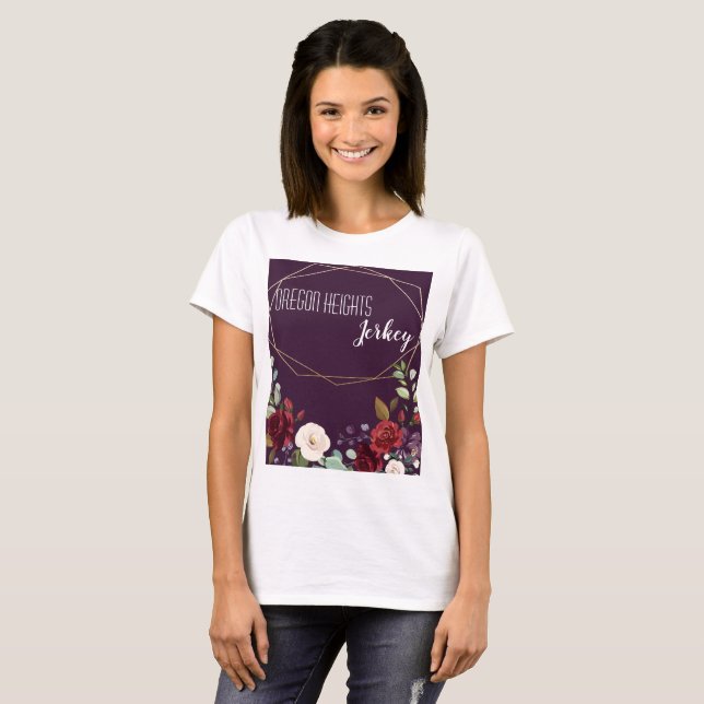 Personalised Business T-Shirt Plum Purple Roses Go (Front Full)