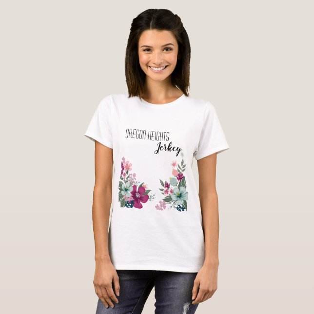 Personalised Business T-Shirt Tropical Flowers on (Front Full)