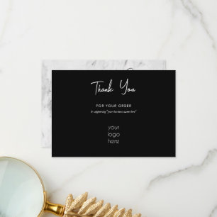 Personalised Business Thank You Logo Marble Black  Card