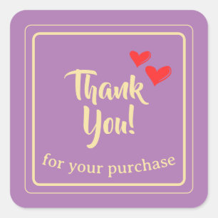 Personalised Business Thank You Text Square Sticker