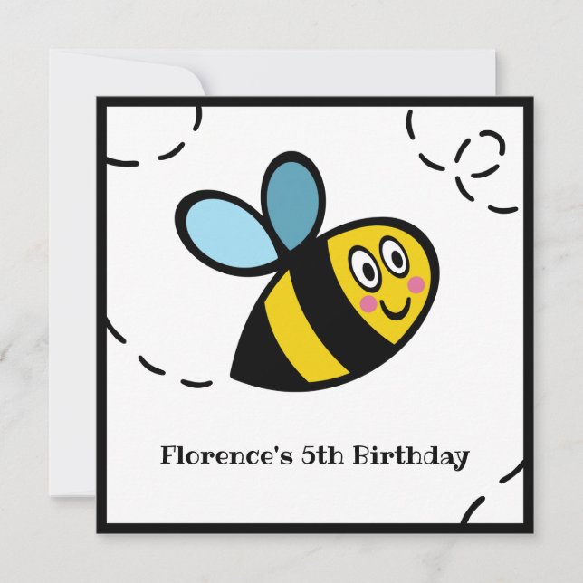 Personalised Busy Bumblebee Invitation (Front)