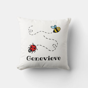 Personalised Busy Bumblebee & Ladybird Pattern Cus Cushion