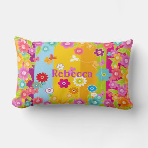 personalised Butterflies and flowers Lumbar Cushion