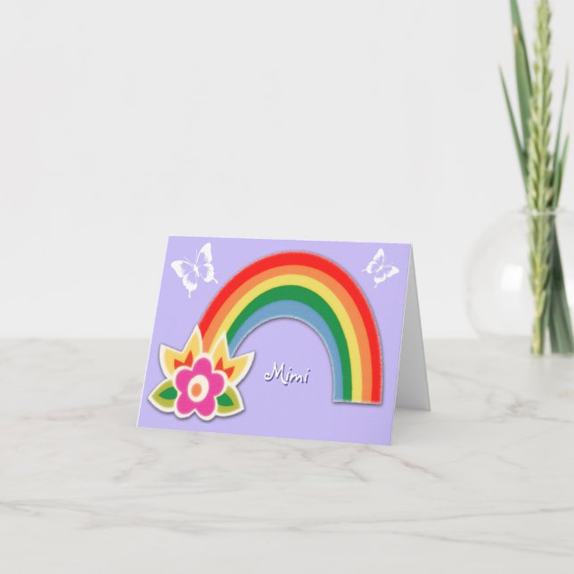 Personalised Butterflies and Rainbow Note Cards (Front)