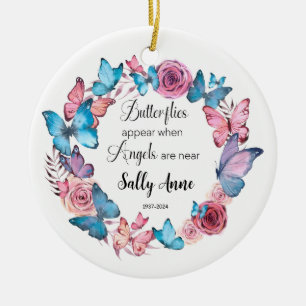 Personalised Butterflies Appear When Angels Are Ceramic Ornament