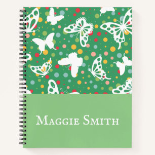 Personalised butterflies beautiful sage green chic notebook