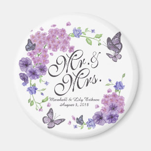 Personalised Butterflies Floral Wedding   Magnet