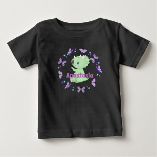 Personalised Butterflies & Flowers - Baby Dinosaur T-Shirt