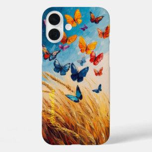 Personalised Butterflies in the Wheatfield iPhone 16 Plus Case
