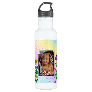 Personalised Butterfly and Flowers Photo and Name  710 Ml Water Bottle