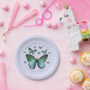 Personalised Butterfly Birthday Paper Plate