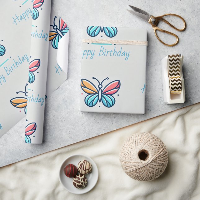 Personalised Butterfly Birthday Wrapping Paper (Crafts)