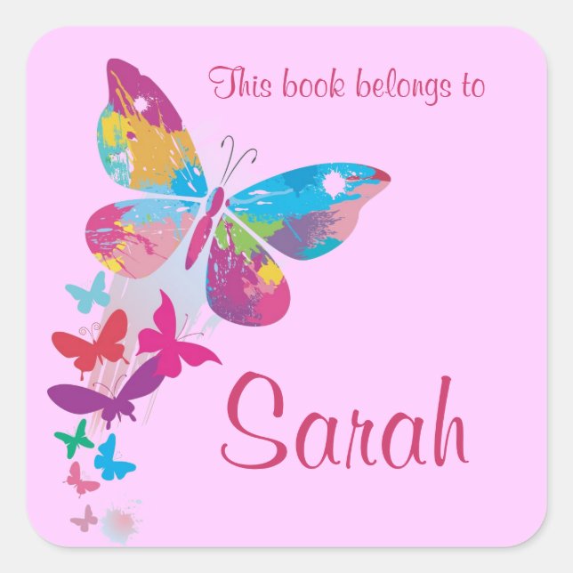 Personalised Butterfly Bookplate Sticker (Front)