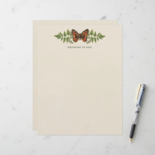 Personalised Butterfly Botanical Vintage Custom Letterhead