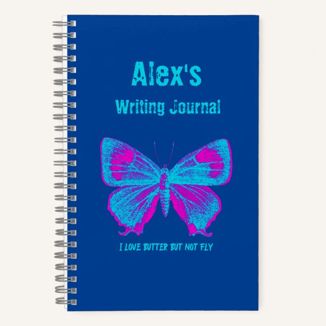 Personalised Butterfly, Colourful Butterfly Journa Notebook (Front)