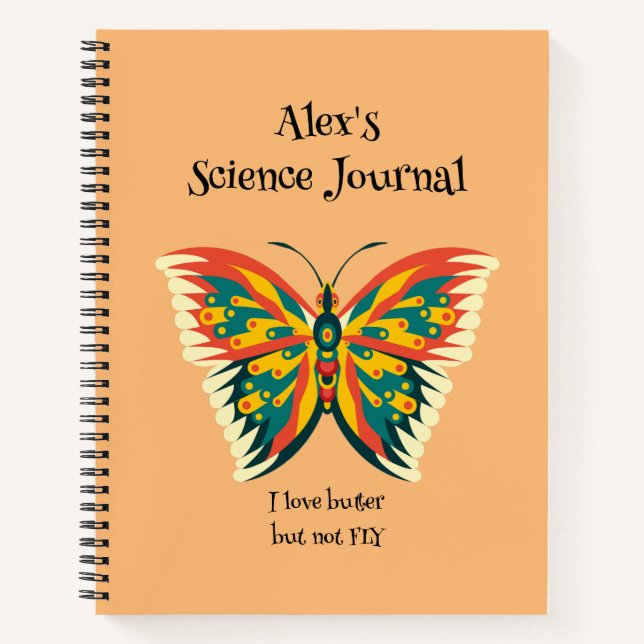 Personalised Butterfly, Colourful Butterfly Journa Notebook (Front)