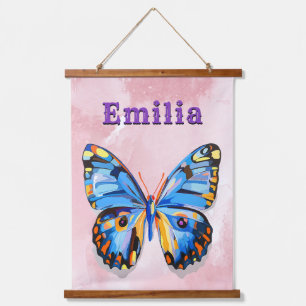 Personalised Butterfly Custom Name Preppy Hanging Tapestry