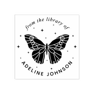 Personalised Butterfly Ex Libris From the Library  Rubber Stamp